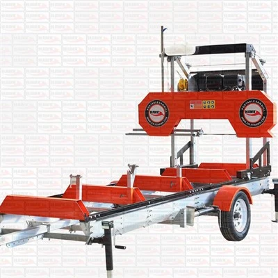 Máy cưa di động công suất 31 "Máy cưa vòng khởi động bằng động cơ xăng 14HP có rơ-moóc